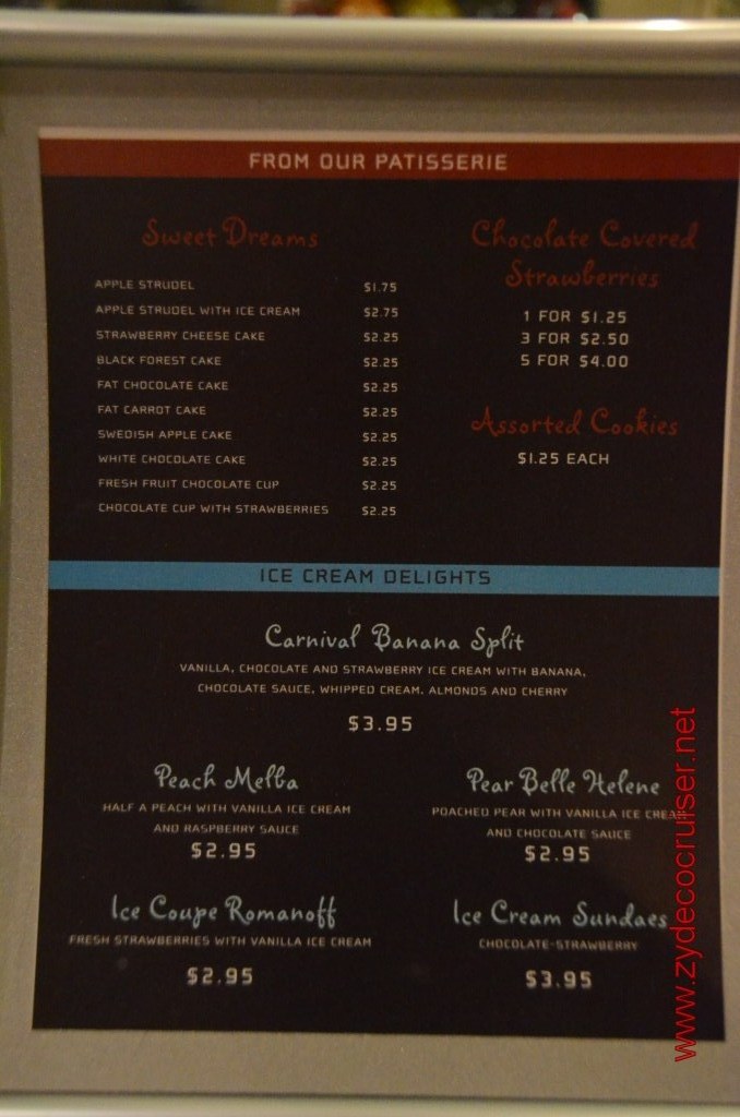 126: Carnival Magic, BC5, John Heald's Bloggers Cruise 5, Embarkation Day, Plaza Cafe Coffee Bar Menu, Page2