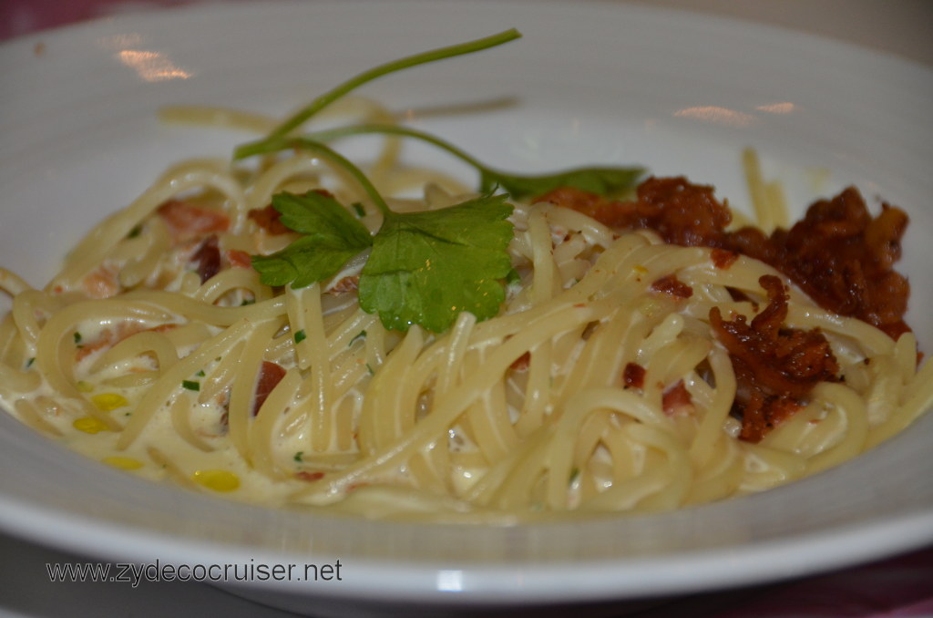 154: Carnival Magic, BC5, John Heald's Bloggers Cruise 5, Sea Day 1, MDR Dinner, Spaghetti Carbonara (starter)