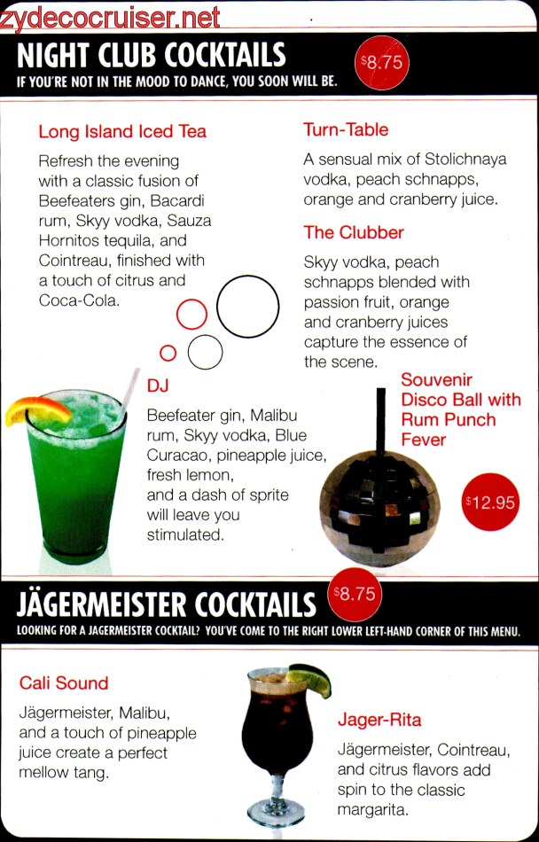 Carnival Disco Bar Menu, Page 2