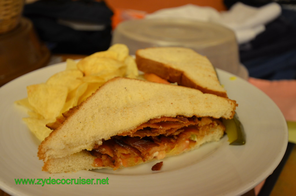 163: Carnival Conquest, Nov 19, 2011, Sea Day 3, Room Service, BLT with extra bacon