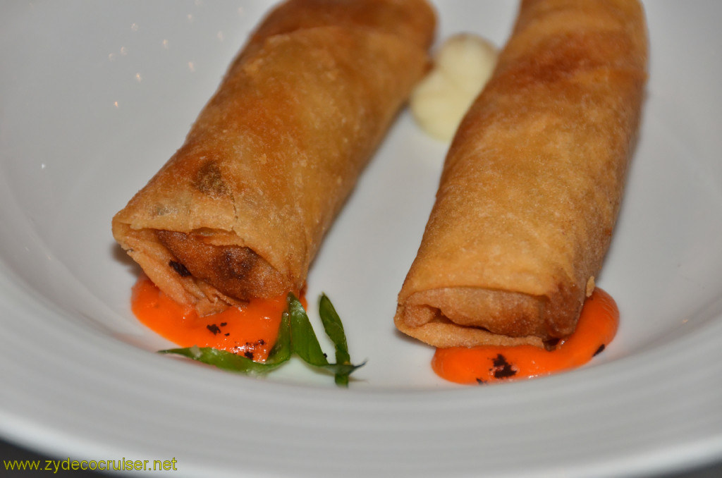 Carnival Conquest, New Orleans, Embarkation, MDR Dinner, Fried Vegetable Spring Rolls, 