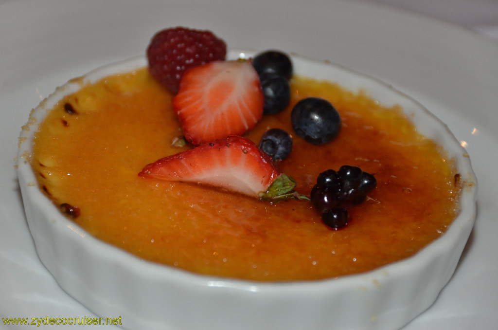 Carnival Conquest, New Orleans, Embarkation, MDR Dinner, Vanilla Crème Brulee, 