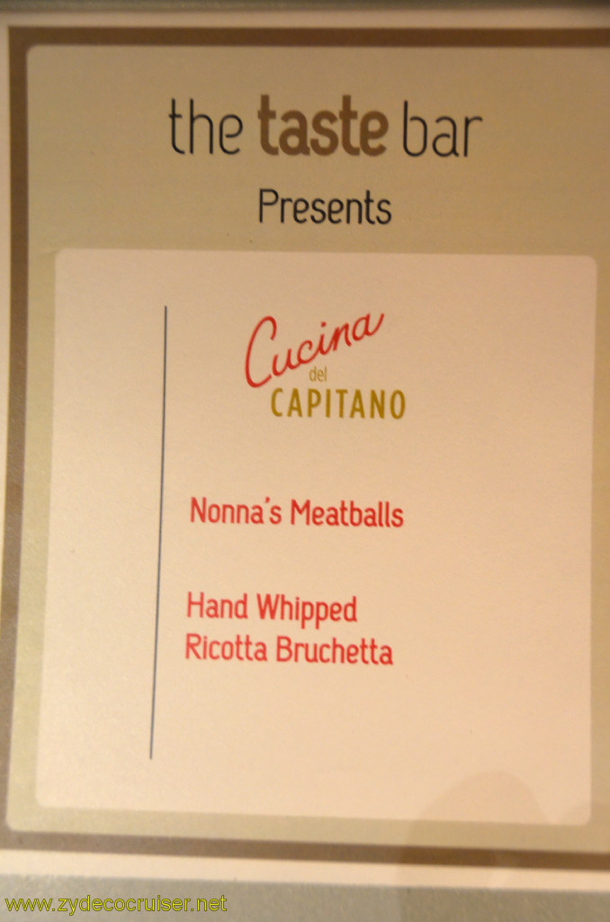 199: Carnival Conquest, Belize, the taste bar, Cucina del Capitano, 