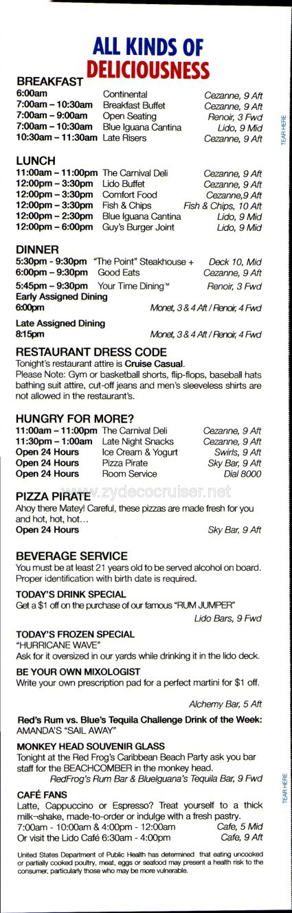 Carnival Conquest Fun Times, April 24, 2013, page 6