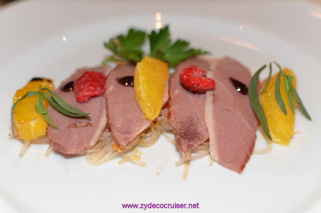 Carnival Elation, MDR Dinner, Smoked Hudson Valley Duck Breast, 