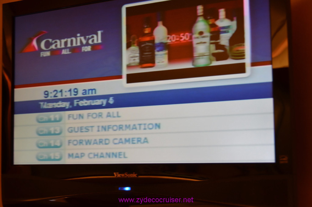 004: Carnival Elation, Fun Day at Sea 1, Cabin TV channels, 