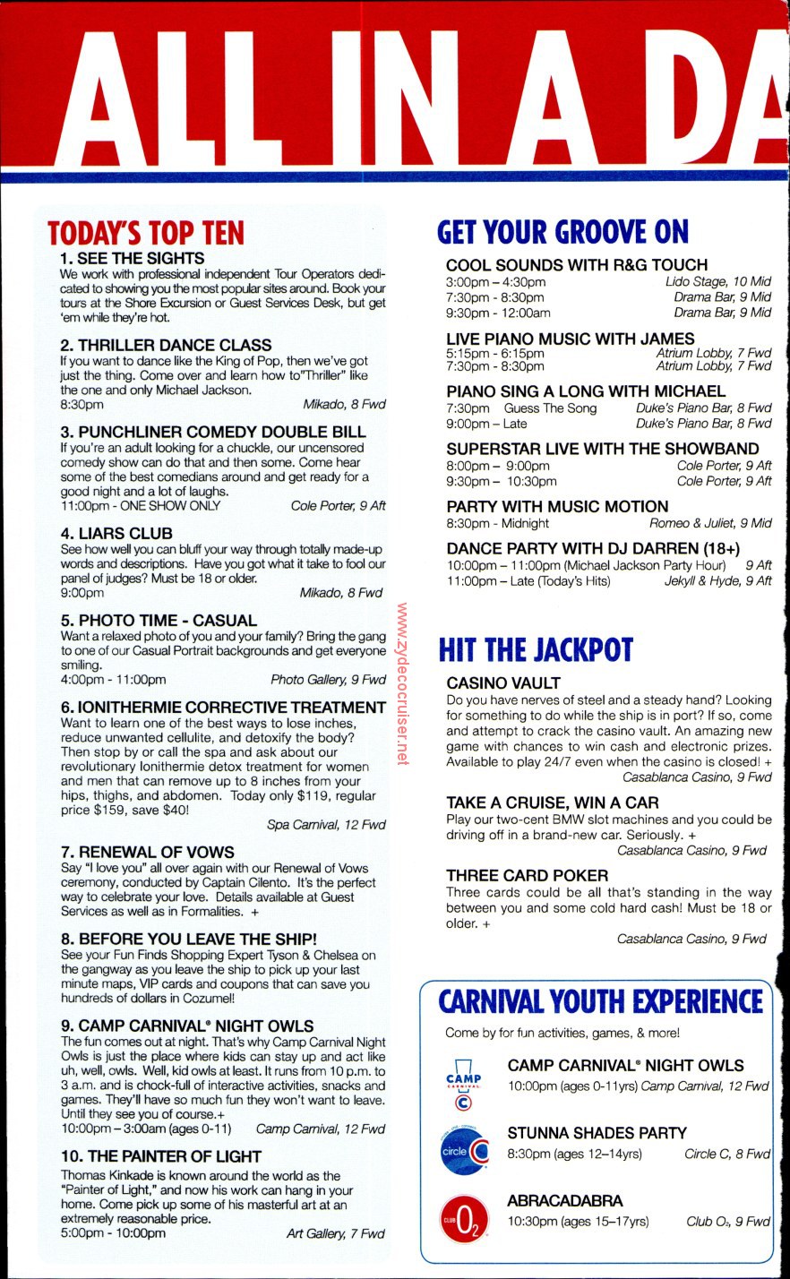014: Carnival Elation 5 Day Fun Times, Feb 6, 2013, Page 2, 