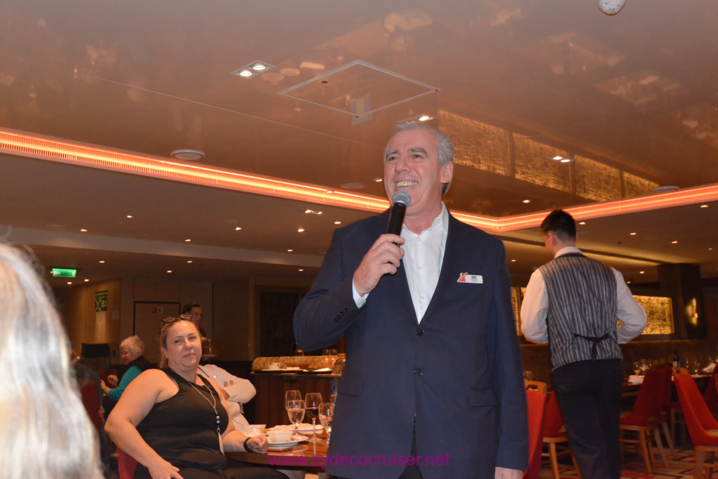 508: Carnival Horizon Transatlantic Cruise, Malaga, MDR Dinner, Singing Maitre d' Ken Byrne