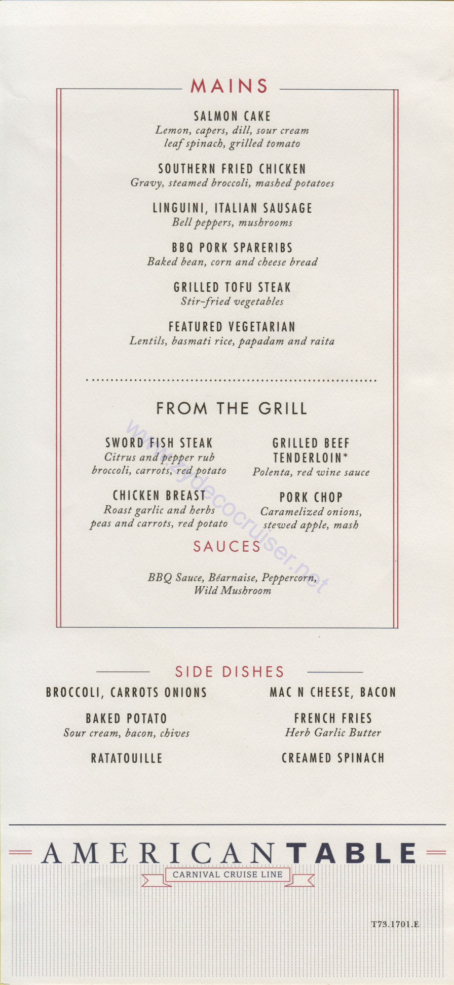 497: Carnival Horizon Transatlantic Cruise, Malaga, Carnival Horizon Day 3 MDR Dinner Mains Menu