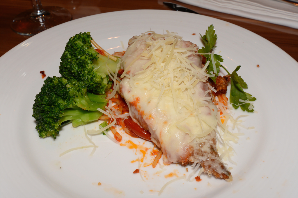 382: Carnival Horizon Transatlantic Cruise, Lisbon, MDR Dinner, Veal Parmesan 