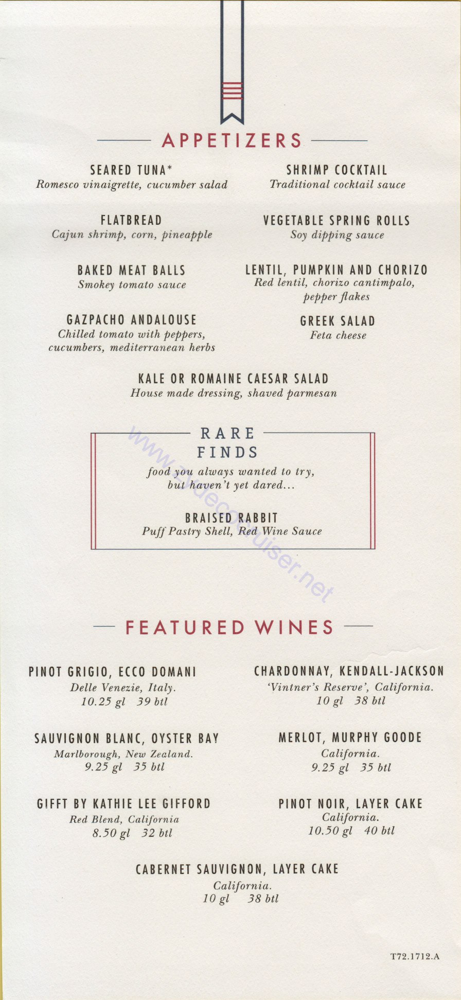 Carnival Horizon Day 5 MDR Dinner Appetizers Menu