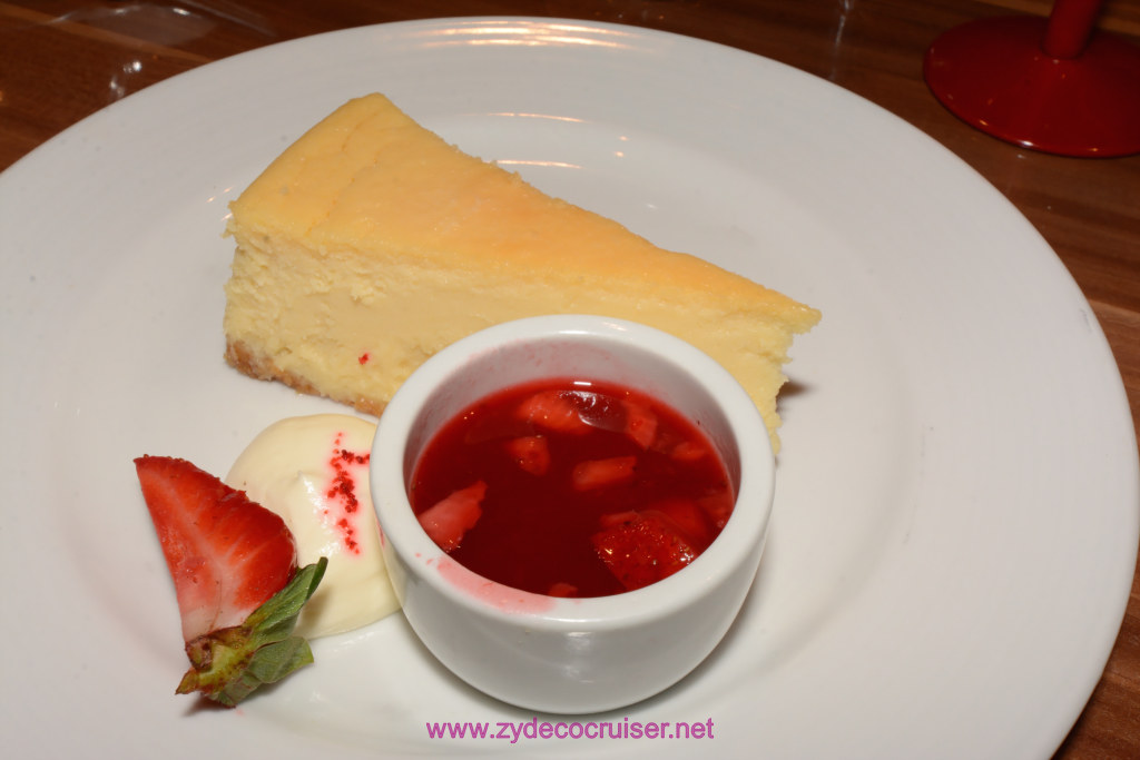 156: Carnival Horizon Transatlantic Cruise, Sea Day 2, MDR Dinner, Cheesecake