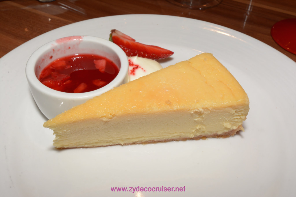 157: Carnival Horizon Transatlantic Cruise, Sea Day 2, MDR Dinner, Cheesecake