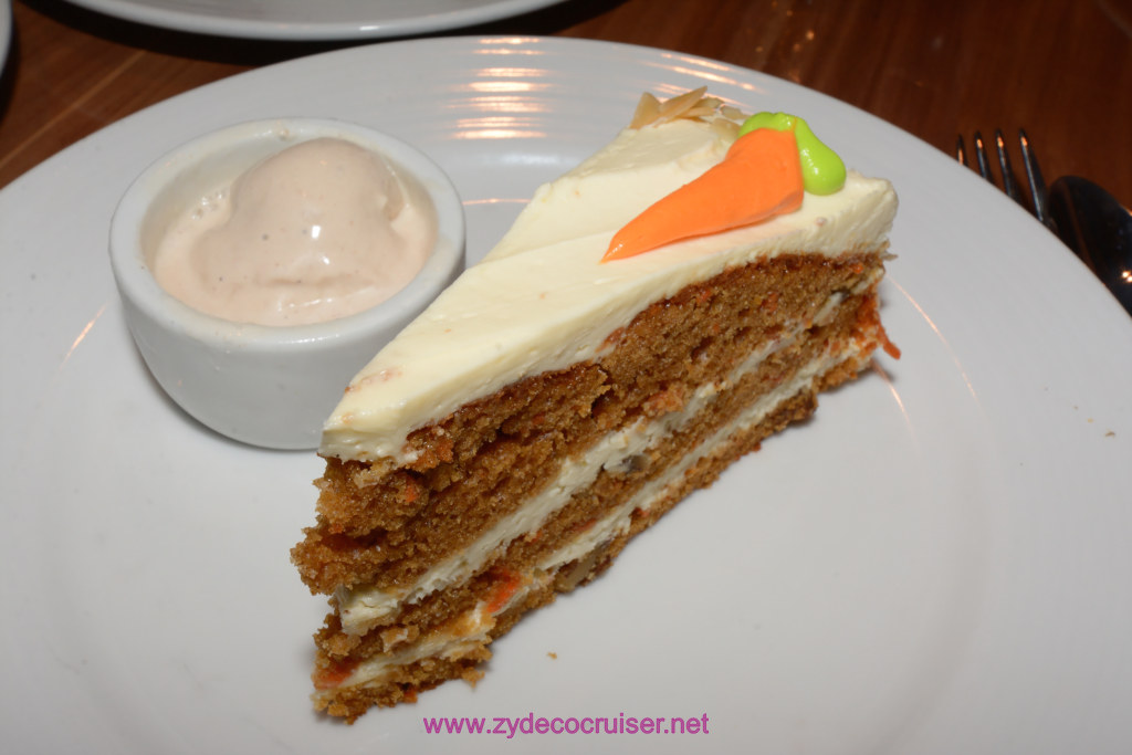 057: Carnival Horizon Transatlantic Cruise, Sea Day 3, MDR Dinner, Carrot Cake