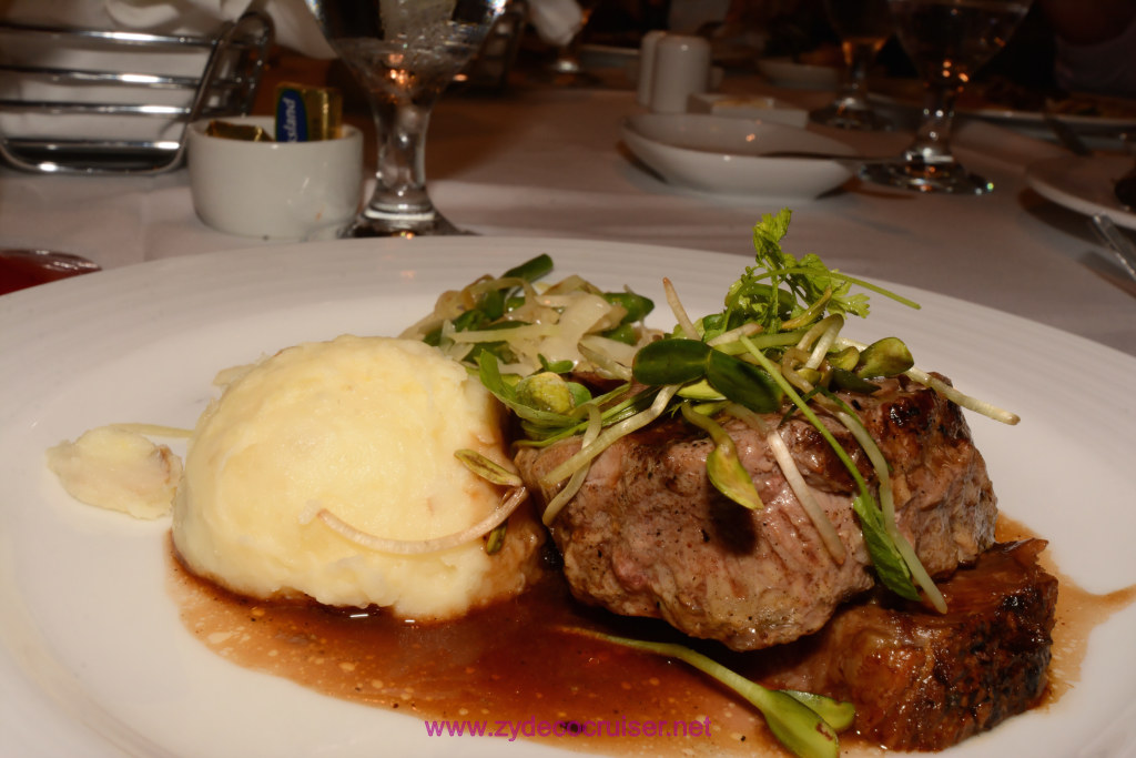 146: Carnival Horizon Transatlantic Cruise, Sea Day 4, MDR Dinner, Duo of Filet Mignon and Short Rib
