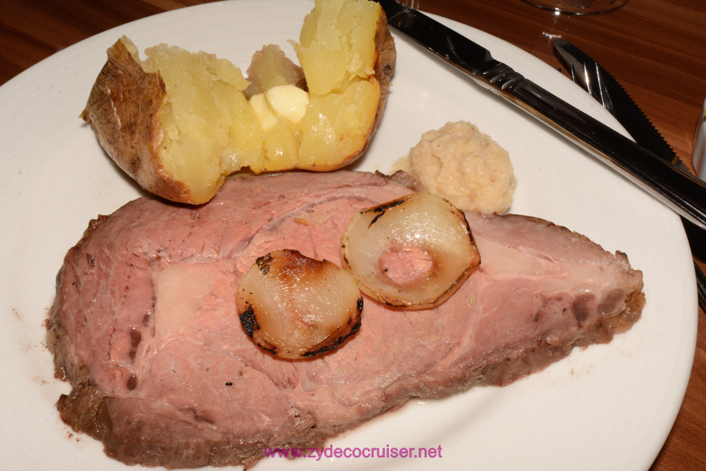 007: Carnival Horizon Transatlantic Cruise, Sea Day 8, Last Day, MDR Dinner,  Prime Rib with horseradish