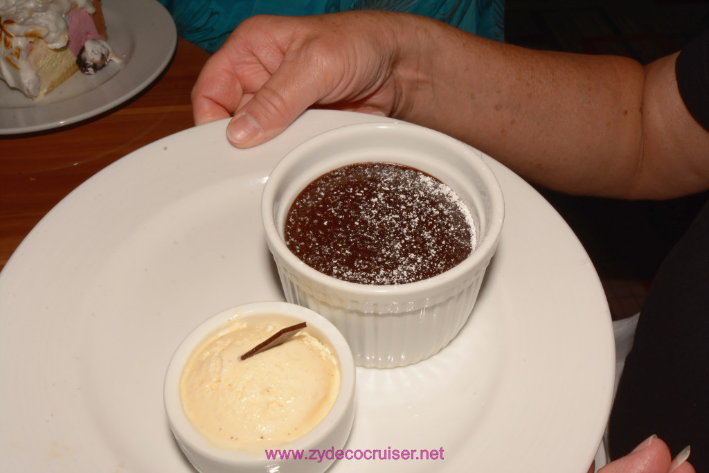 013: Carnival Horizon Transatlantic Cruise, Sea Day 8, Last Day, MDR Dinner, Carnival Melting Chocolate Cake, 