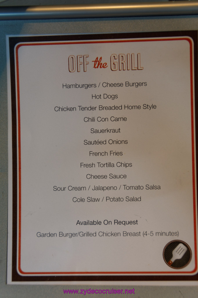 011: Carnival Imagination, Ensenada, Off The Grill Menu