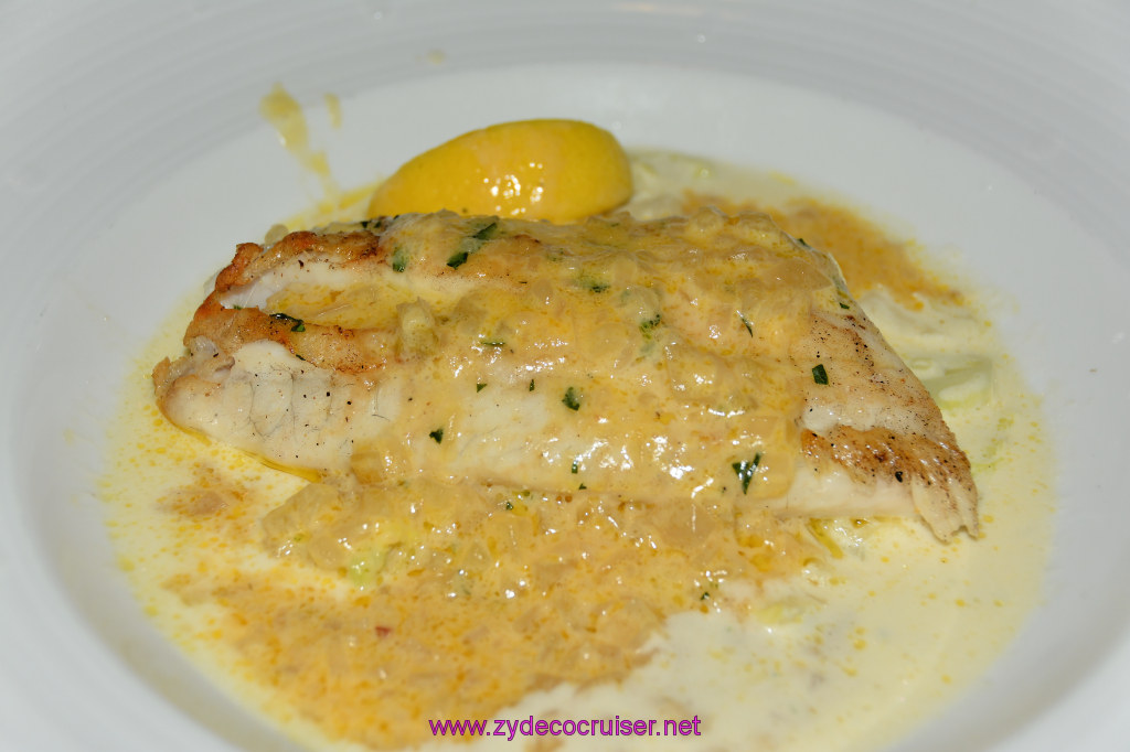 402: Carnival Imagination, Catalina, MDR Dinner, Seared Striped Bass, really good, 