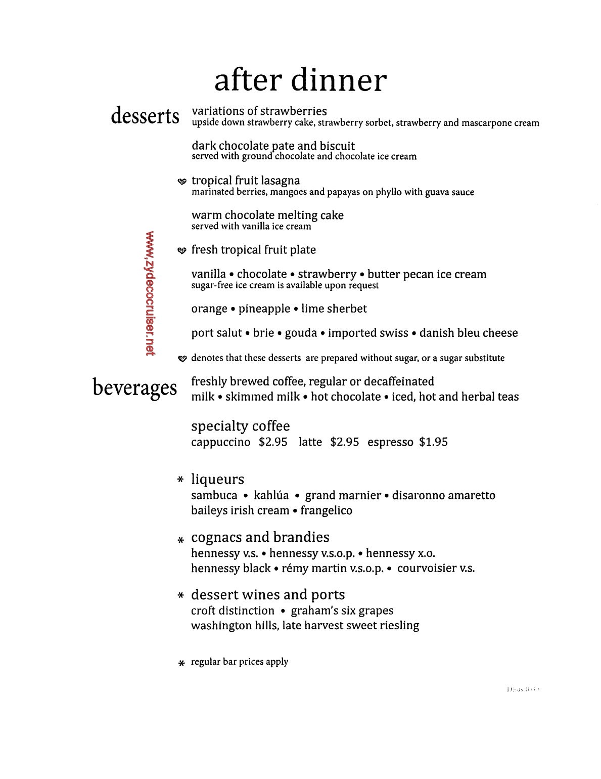 Carnival Legend British Isles Cruise, MDR Dessert Menu 3