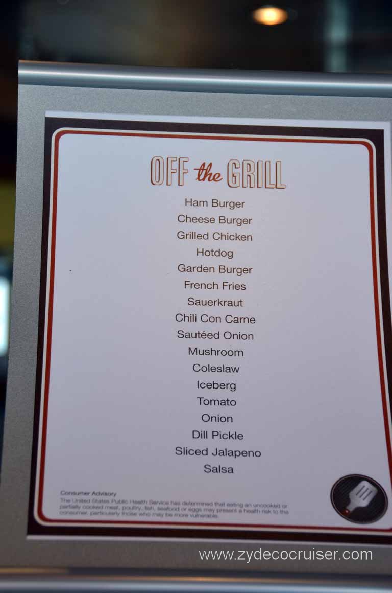 Carnival Magic Off the Grill Menu