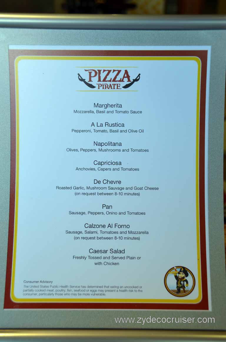 Carnival Magic Pizza Pirate Menu