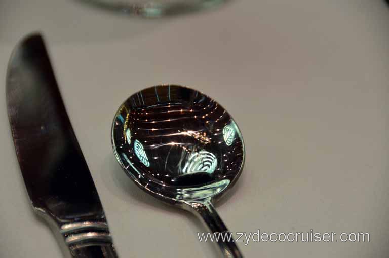 031: Carnival Magic, Inaugural Cruise, Sea Day 2, Main Dining Room Lunch, Spoon Art