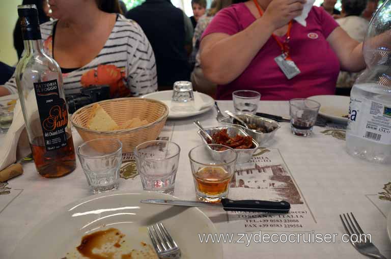 213: Carnival Magic Inaugural Voyage, Livorno, Pisa and Winery Tour, Fattoria il Poggio, Lots of glasses lined up
