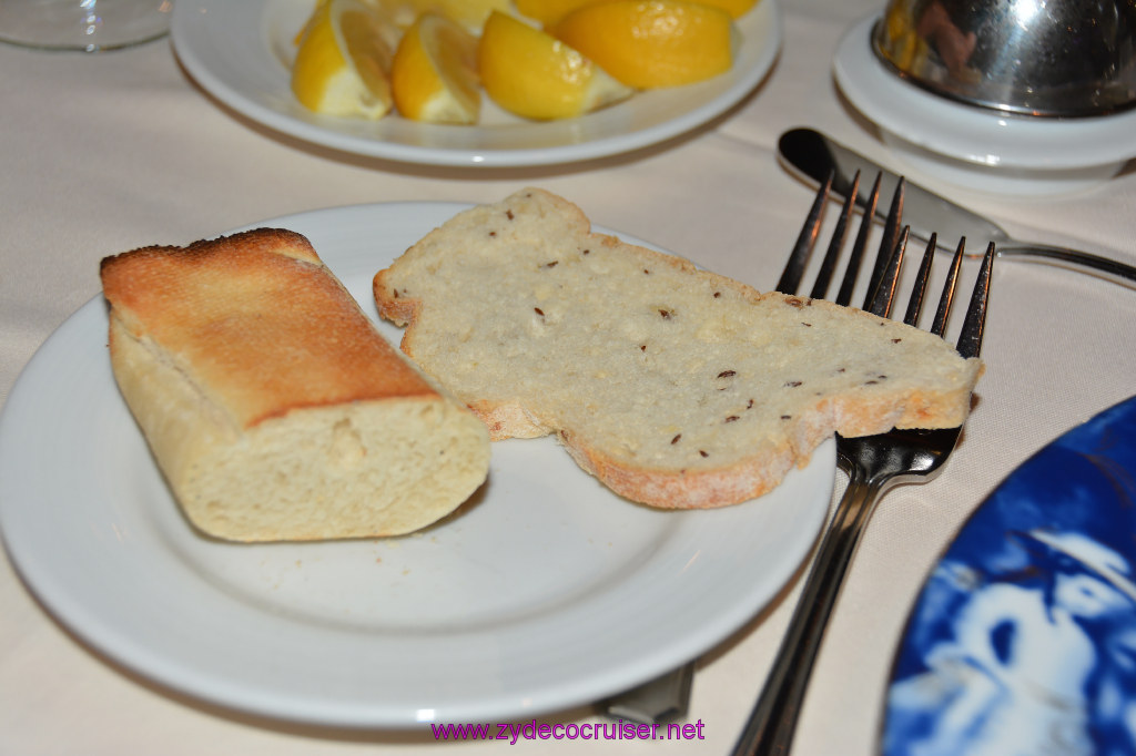 409: Carnival Miracle Alaska Cruise, Glacier Bay, MDR Dinner, Baguette and Rye Bread, 