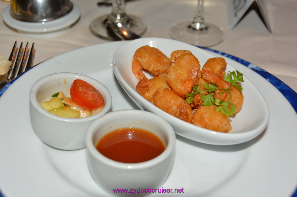 411: Carnival Miracle Alaska Cruise, Glacier Bay, MDR Dinner, Fried Shrimp, 