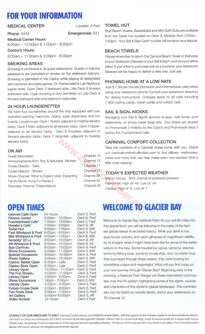 Carnival Miracle Alaska Cruise Fun Time, 8 day Glacier Bay, Day 4, Page 4