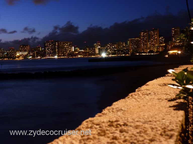 225: Outrigger Canoe Club, Honolulu, Hawaii, View of Waikiki at night