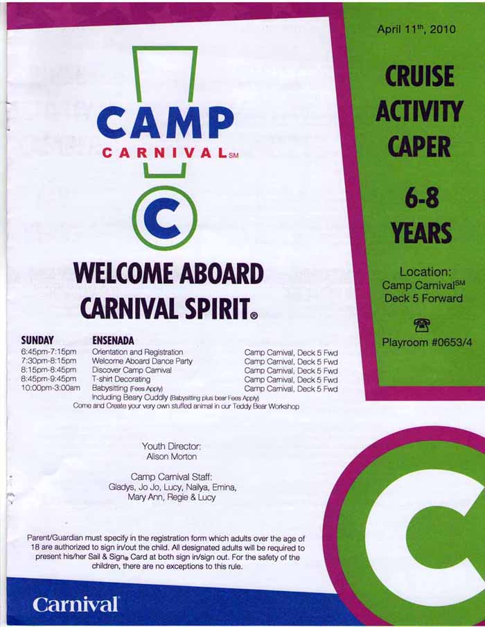 Carnival Spirit, Camp Carnival Caper, 6-8 years, page 1