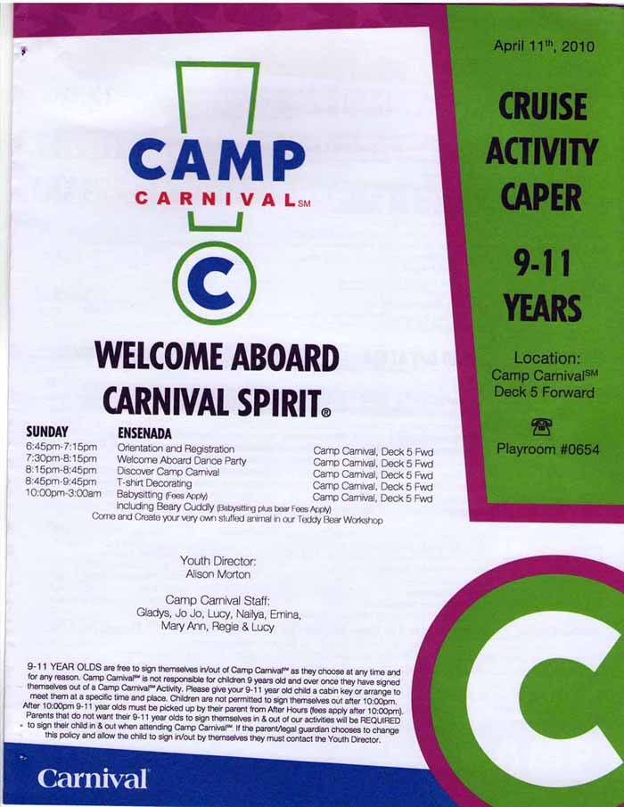 Carnival Spirit, Camp Carnival Caper, 9-11 years, page 1