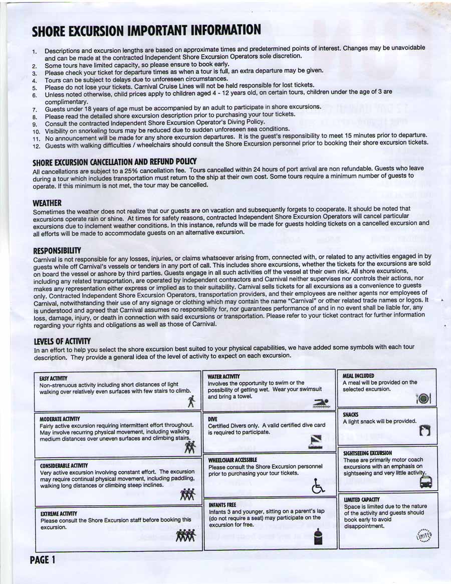 Carnival Spirit - Ensenada-Hawaii Shore Excursions - Page 1 - General