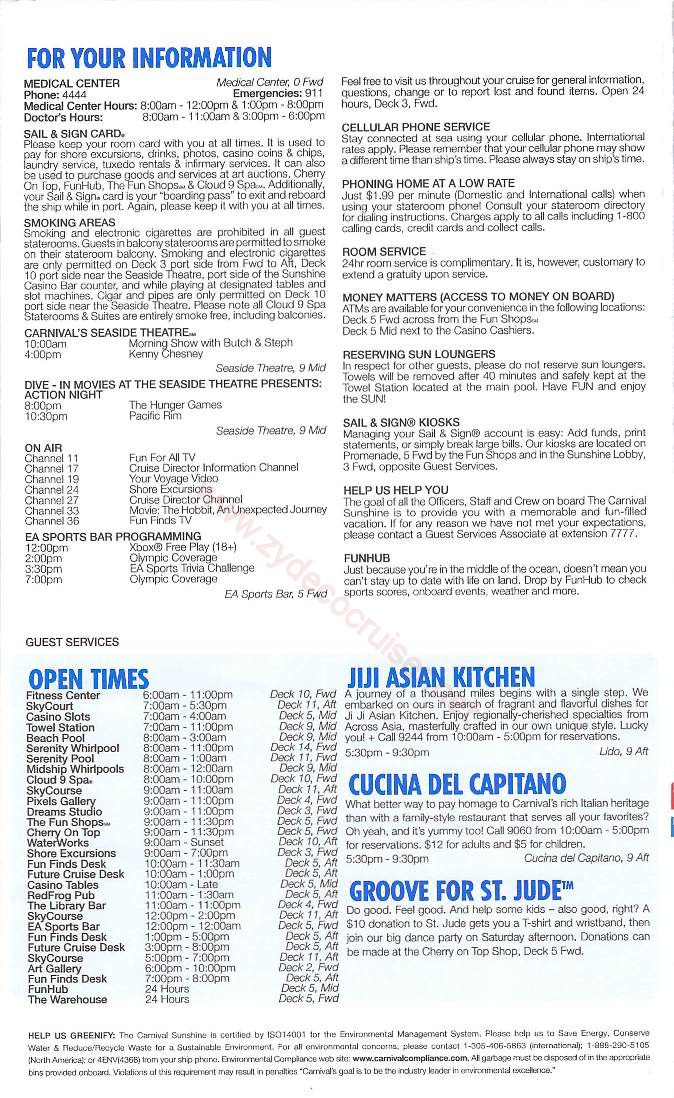 Carnival Sunshine Fun Times, Day 3, Page 4, Fun Day At Sea