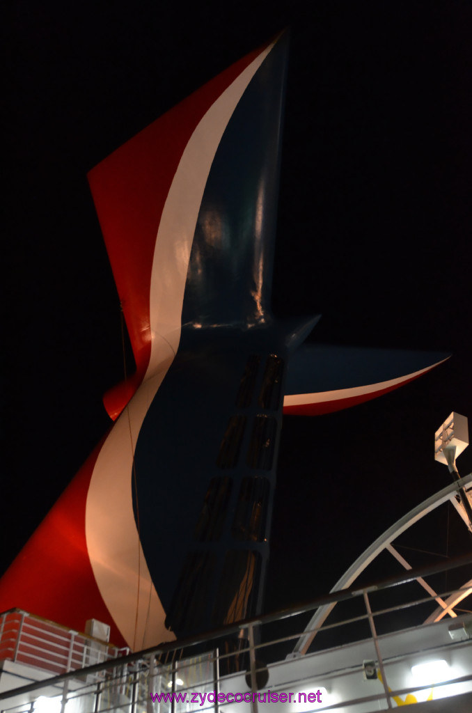 155: Carnival Sunshine Cruise, Marseilles, Funnel at Night, 