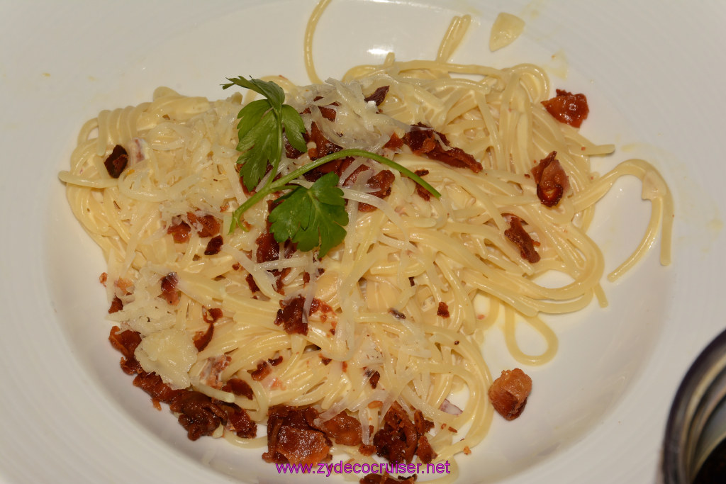 078: Carnival Triumph Journeys Cruise, Oct 25, Fun Day at Sea 1, MDR Dinner. American Feast, Elegant Night, Spaghetti Carbonara, 