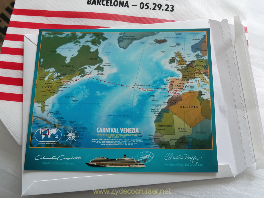 031: Carnival Venezia Transatlantic Cruise, Sea Day 3, Some Inaugural cruise swag