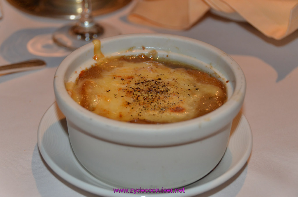 023: Golden Princess Coastal Cruise, MDR Dinner, French Onion Soup, 