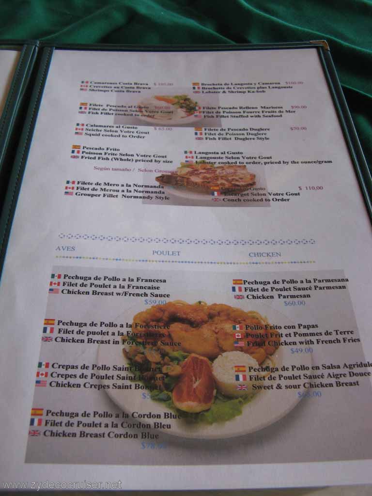 097: Carnival Fantasy, Progreso, MX, Le Saint Bonnet Menu 7