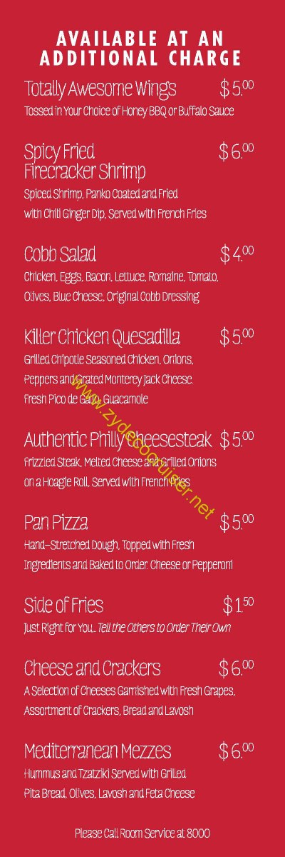 Carnival Cruise Room Service Menu - No Sushi - Page 5