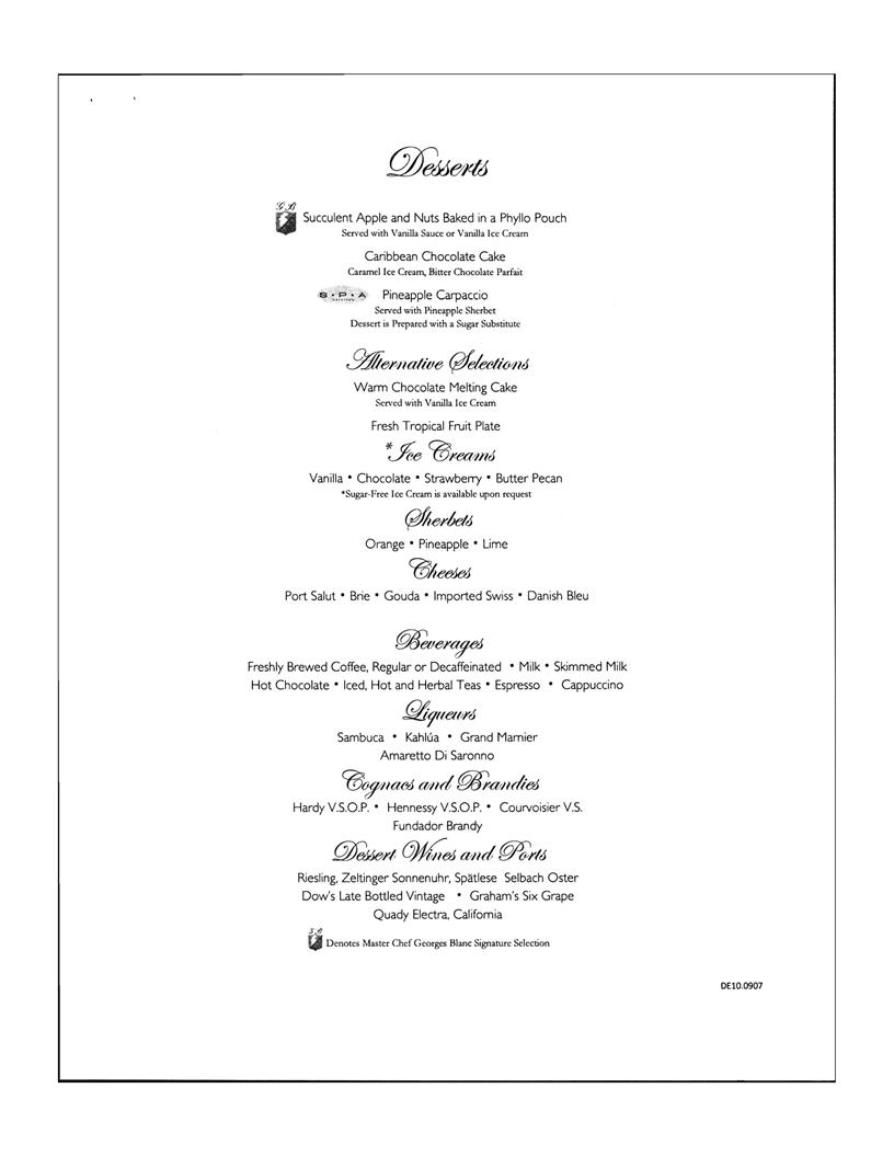 Carnival Dessert Menu Day 10