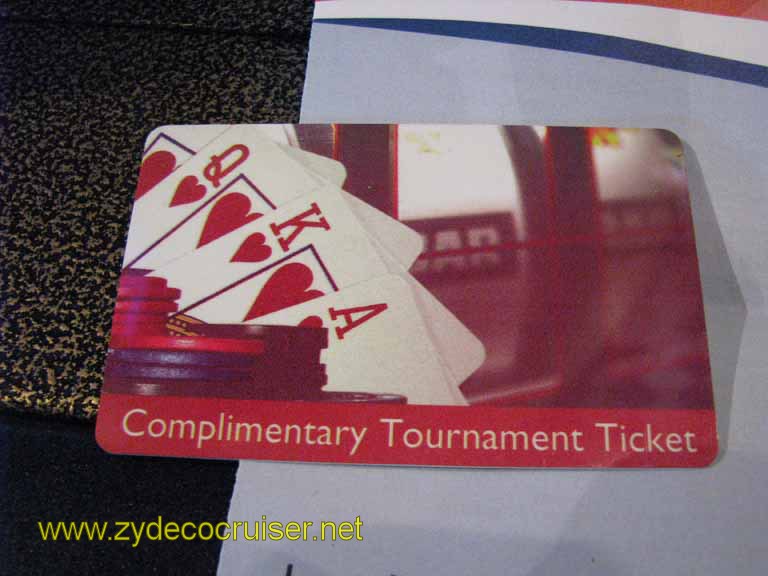 034: Carnival Splendor, 3 Day, Sea Day, Slot Tournament Entry